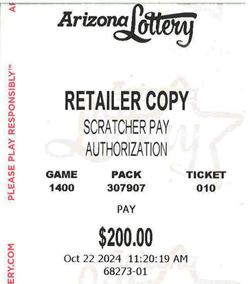 Another $200 Scratcher Winner in October 2024 - a $200 Win!!