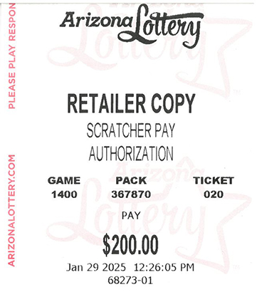 Another $200 Scratcher Winner in January 2025 - a $200 Win!!