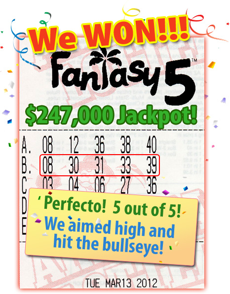 Fantasy 5 Jackpot Winner!